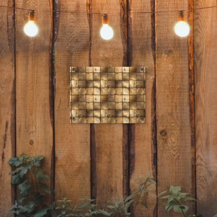 Geometrisch - Tegels - Goud tuinposter los doek klein 239 -sfeer1