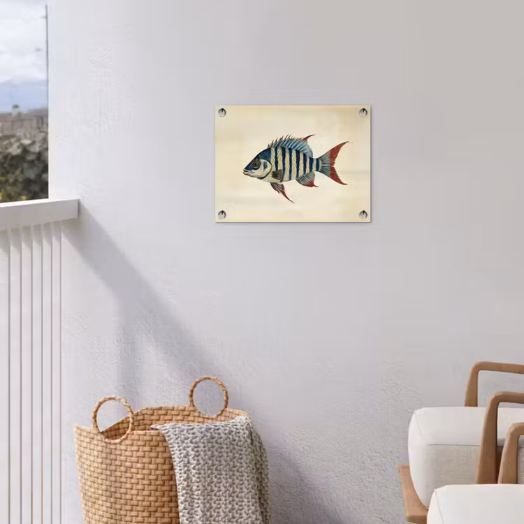 Gestreept - Donkerblauw - Rugvin - Vis tuinposter los doek klein -sfeer8
