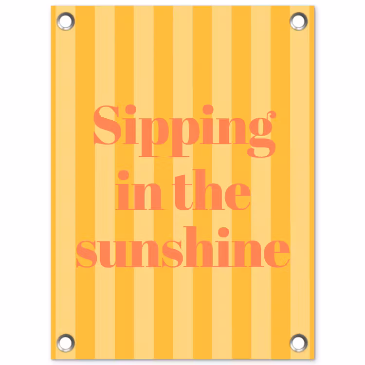 Gestreept - Geel - Sunshine - Letters tuinposter los doek klein -3d