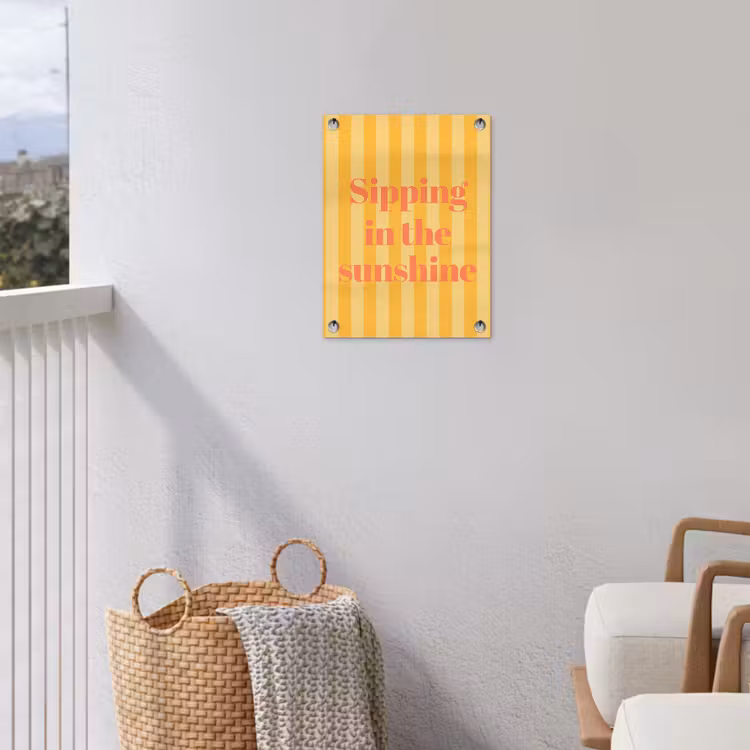 Gestreept - Geel - Sunshine - Letters tuinposter los doek klein -sfeer8
