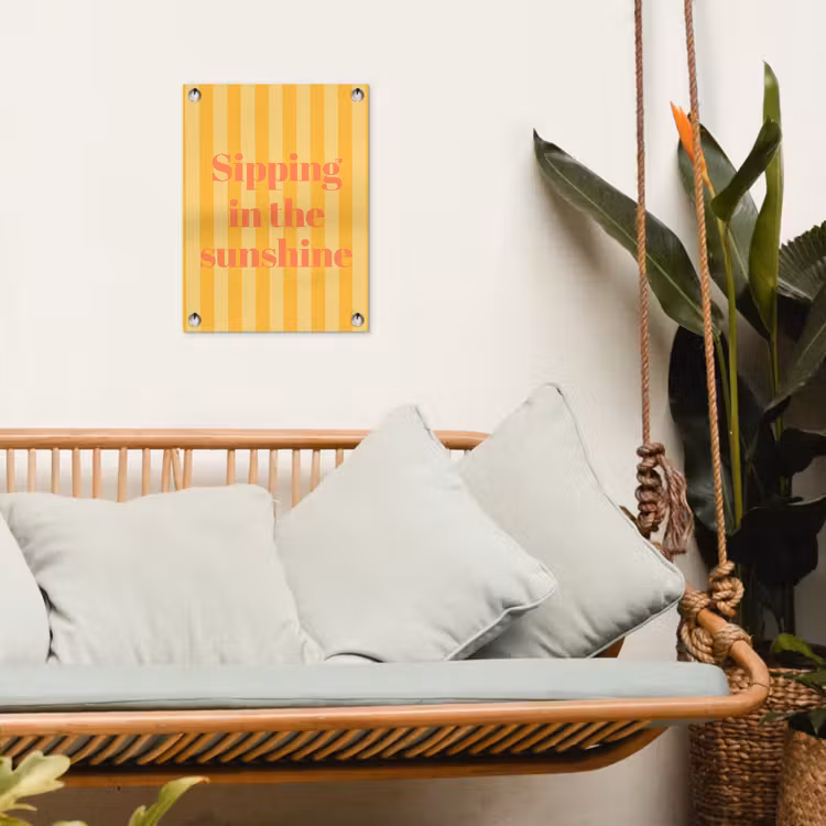 Gestreept - Geel - Sunshine - Letters tuinposter los doek klein -sfeer7