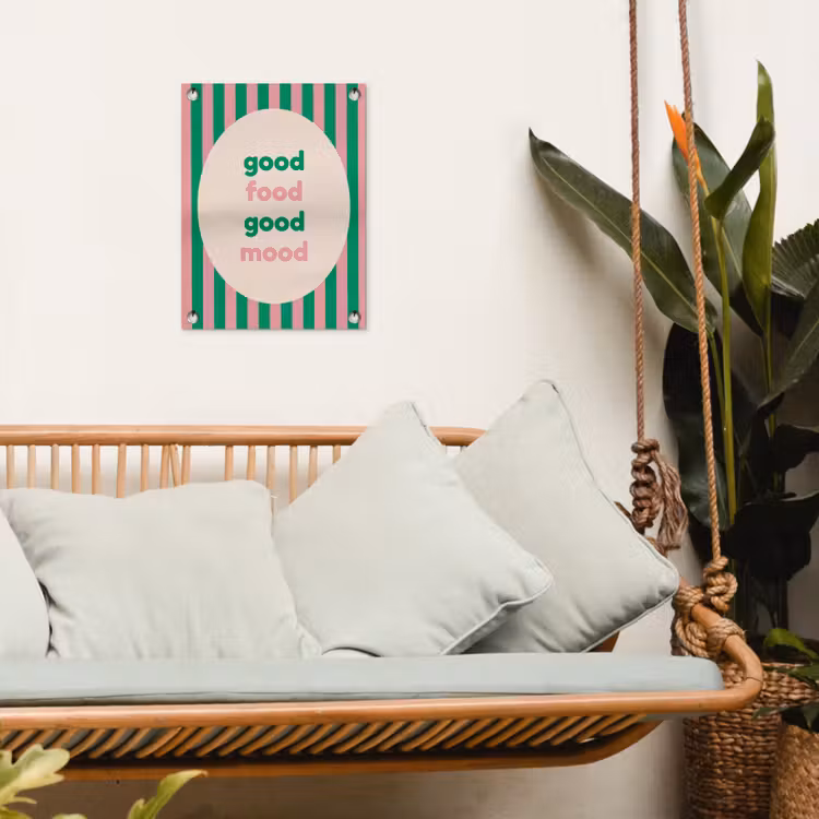Gestreept - Quote - Ovaal - Roze tuinposter los doek klein -sfeer7