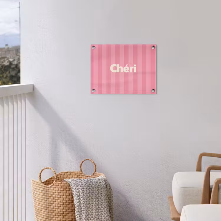 Gestreept - Roze - Chéri tuinposter los doek klein -sfeer8