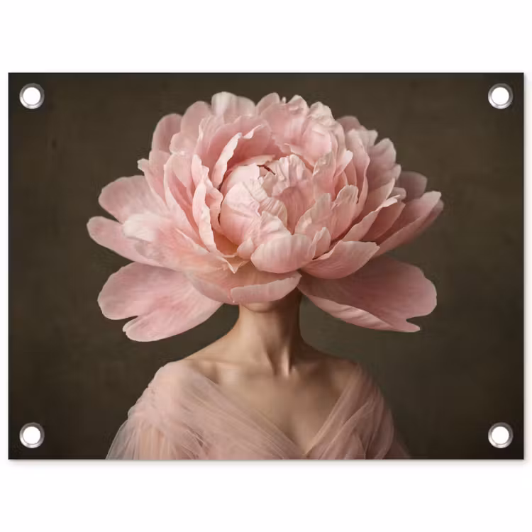 Gezicht - Roos - Roze tuinposter los doek klein -3d