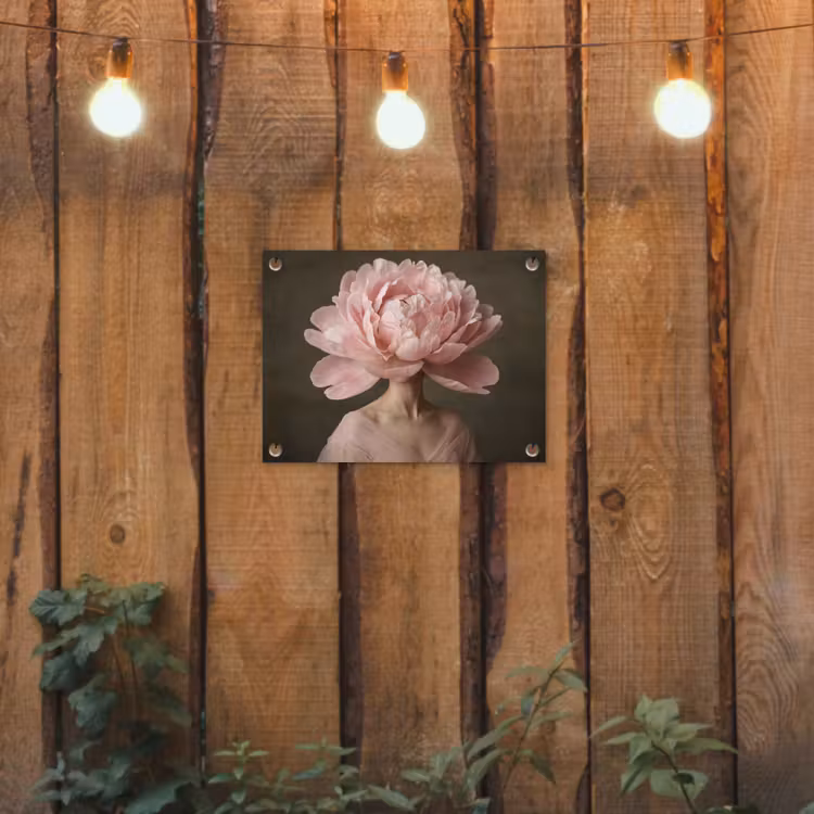 Gezicht - Roos - Roze tuinposter los doek klein -sfeer1