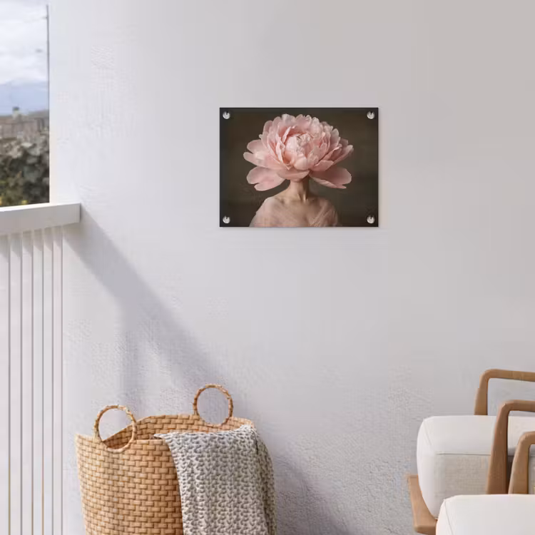 Gezicht - Roos - Roze tuinposter los doek klein -sfeer8