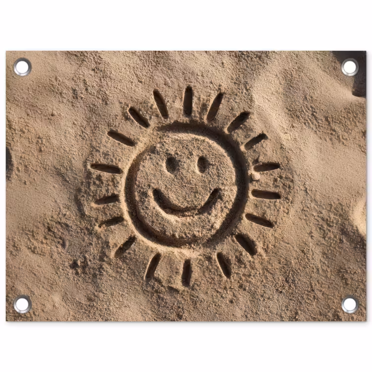 Gezichtje - Zon - Zand - Getekend tuinposter los doek klein -3d