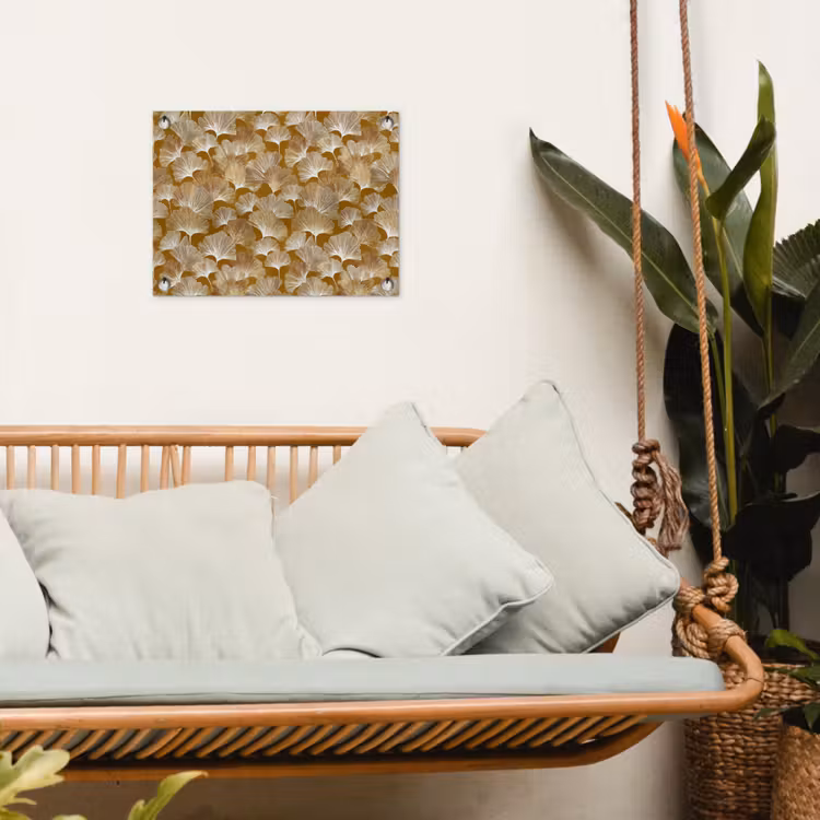Ginkgo - Bladeren - Goud tuinposter los doek klein 239 -sfeer7