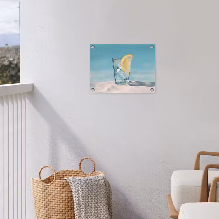 Glas - ijsblokjes - Citroen tuinposter los doek klein -sfeer8