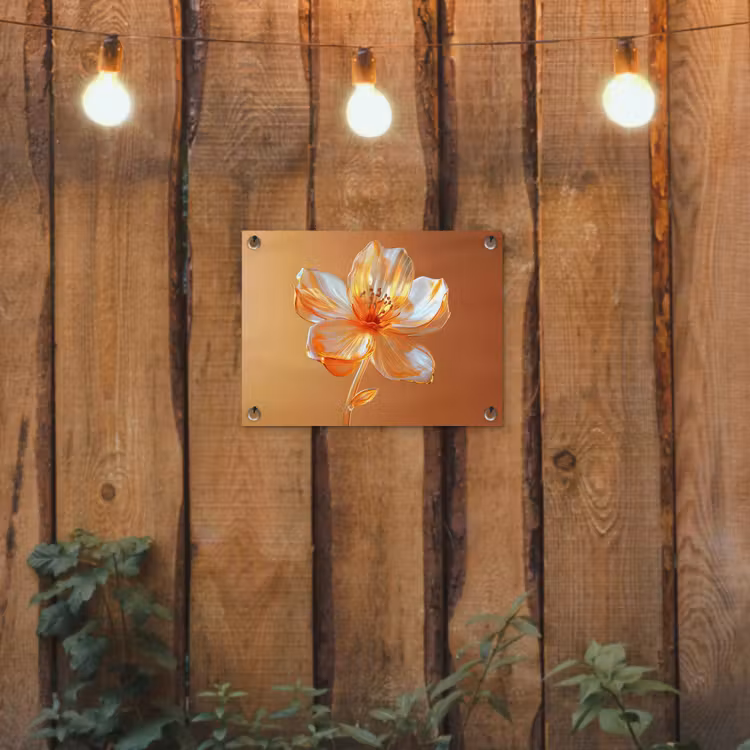 Glazen - Bloem - Oranje tuinposter los doek klein -sfeer1