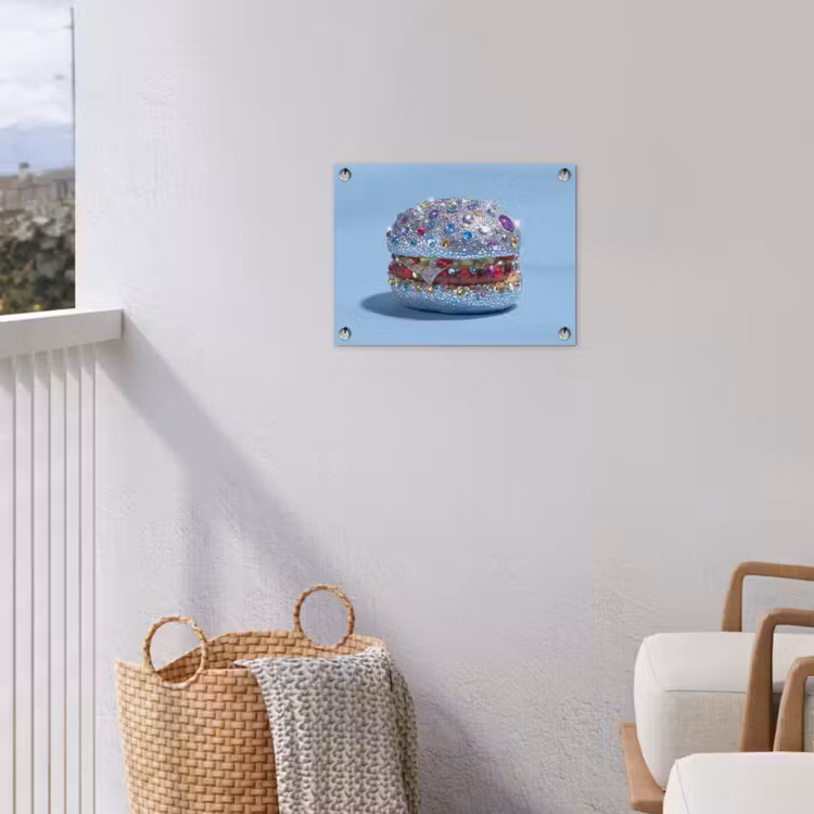 Glitters - Hamburger - Blauw tuinposter los doek klein -sfeer8