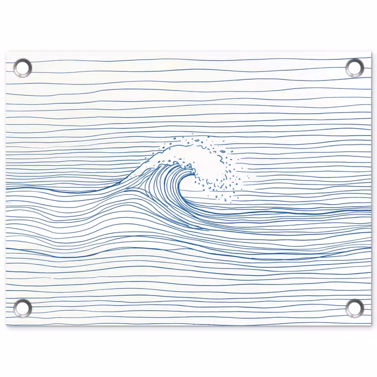 Golf - Brekende - Natuur - Minimalistisch - Blauw tuinposter los doek klein -3d