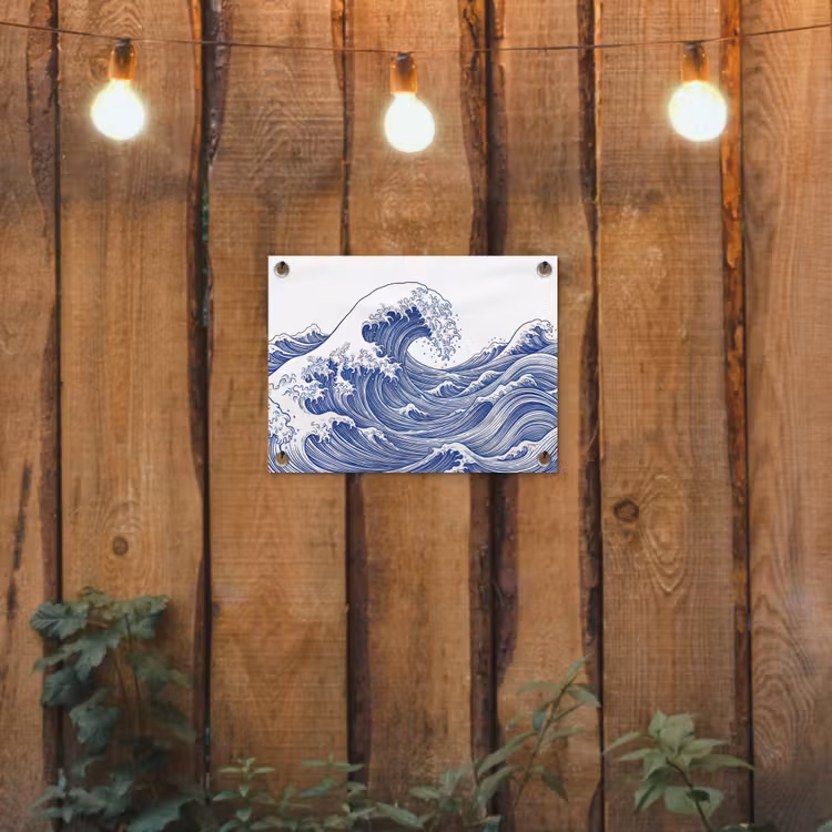 Golf - Japans - Zee - Illustratie - Blauw tuinposter los doek klein -sfeer1
