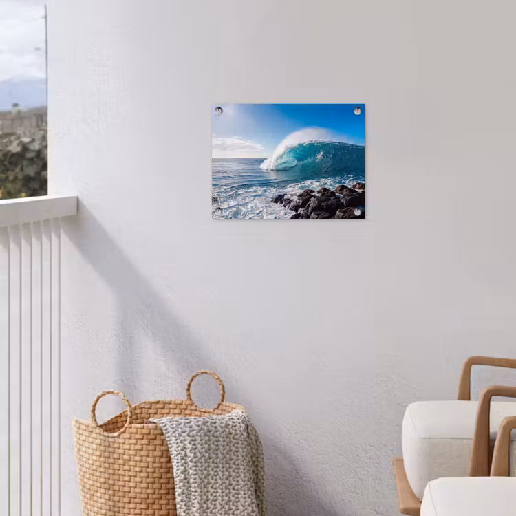 Golf - Oceaan - Brekend - Water - Blauw tuinposter los doek klein -sfeer8