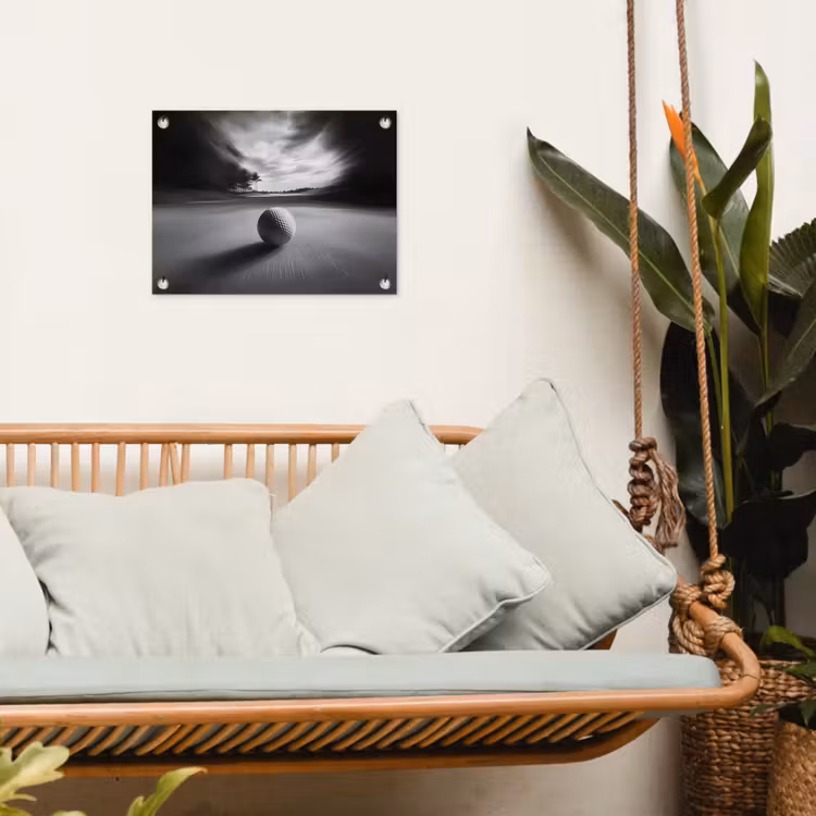 Golfbal - Wazig - Zwart tuinposter los doek klein -sfeer7