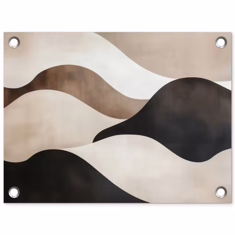 Golven - Abstract - Beige tuinposter los doek klein -3d