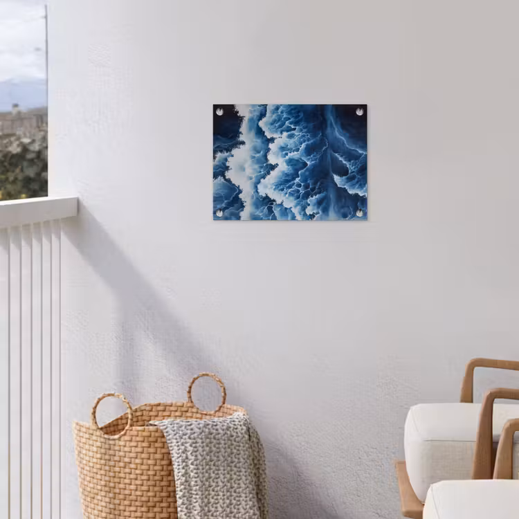 Golven - Blauw - Schuim tuinposter los doek klein -sfeer8