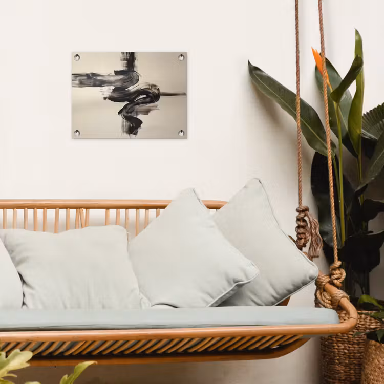 Golven - Penseelstreken - Beige - Minimalistisch tuinposter los doek klein -sfeer7