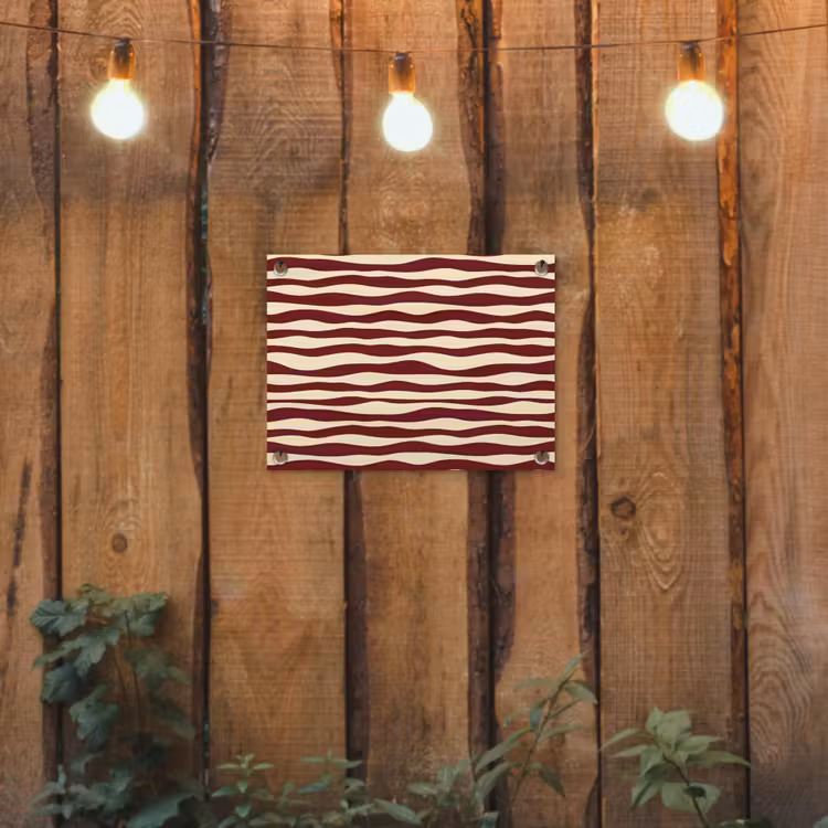 Golven - Rood - Patroon - Crème tuinposter los doek klein 239 -sfeer1