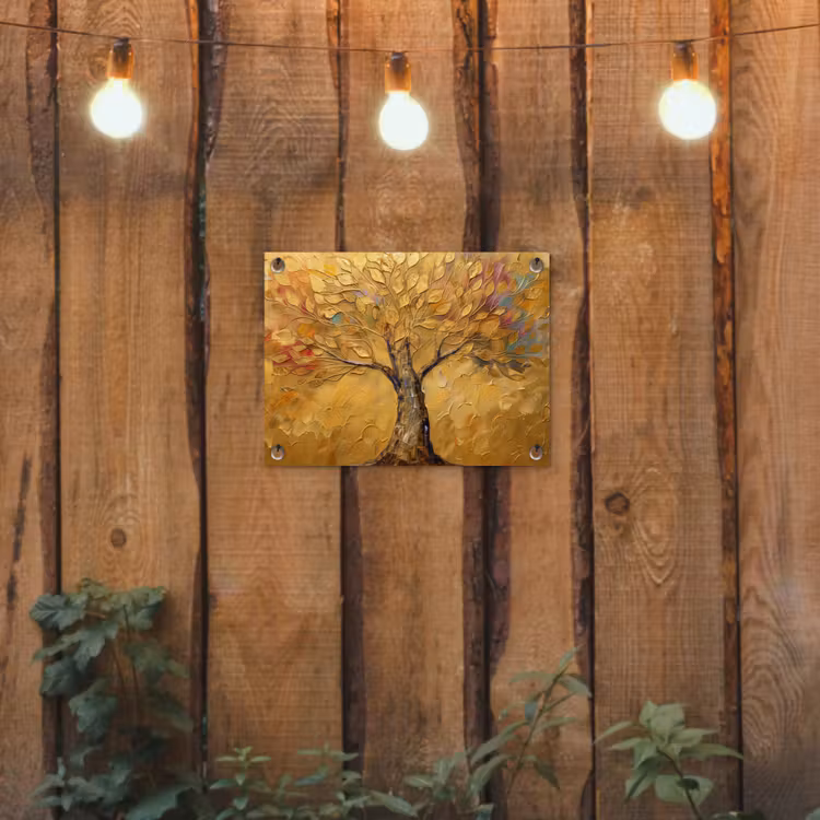 Goud - Boom - Abstract - Modern tuinposter los doek klein -sfeer1
