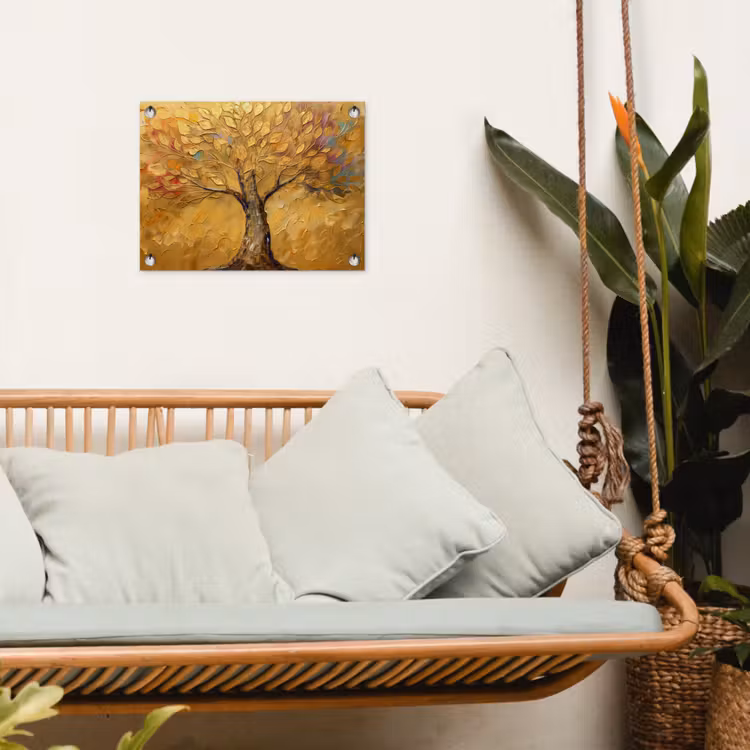 Goud - Boom - Abstract - Modern tuinposter los doek klein -sfeer7