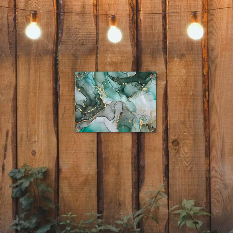Goud - Marmer - Groen - Luxe - Marmerlook - Grijs tuinposter los doek klein -sfeer1