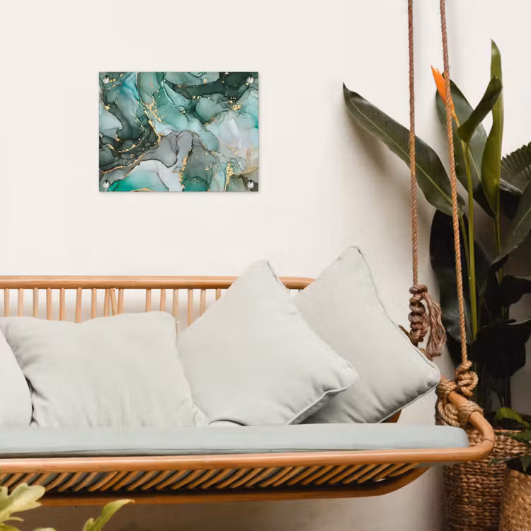 Goud - Marmer - Groen - Luxe - Marmerlook - Grijs tuinposter los doek klein -sfeer7