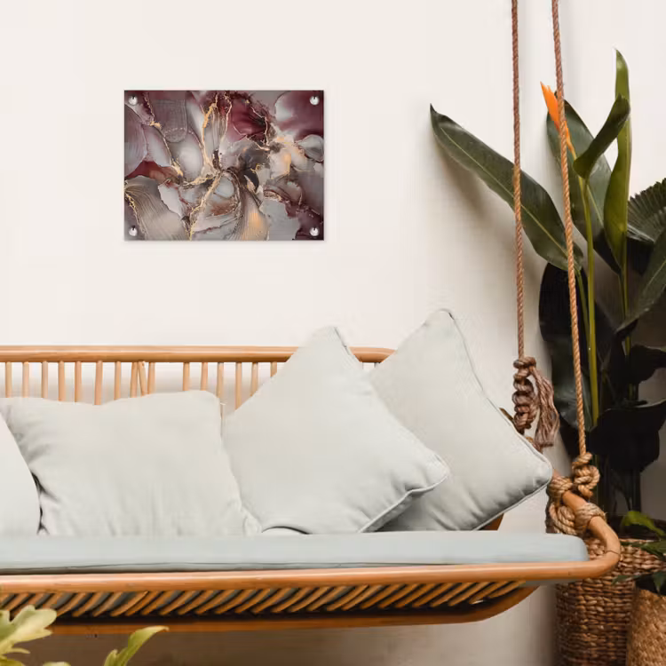 Goud - Marmer - Paars tuinposter los doek klein -sfeer7