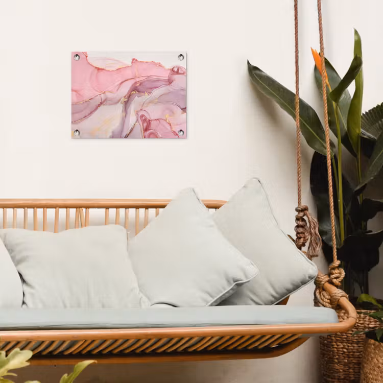Goud - Marmer - Roze tuinposter los doek klein -sfeer7