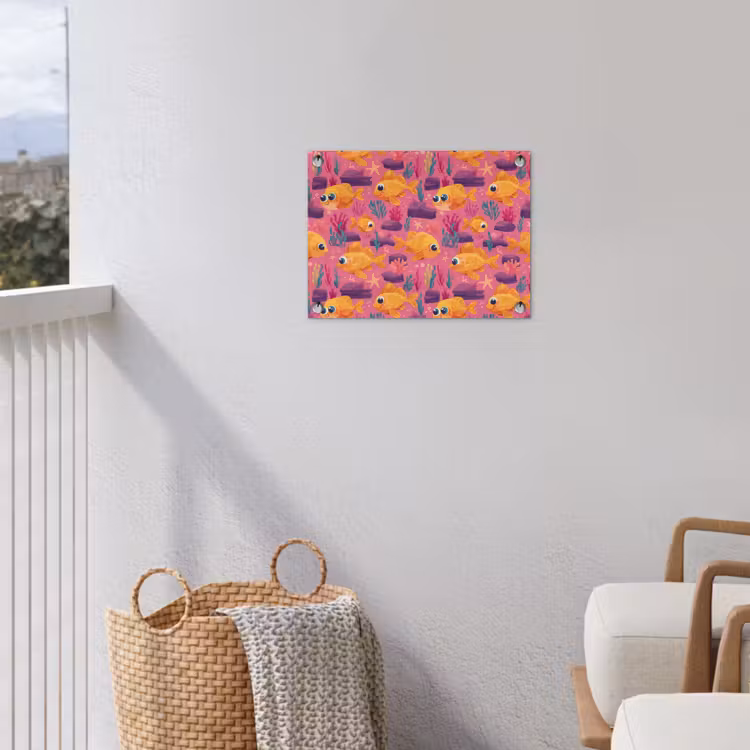 Goudvissen - Koraal - Kleurrijk tuinposter los doek klein 239 -sfeer8