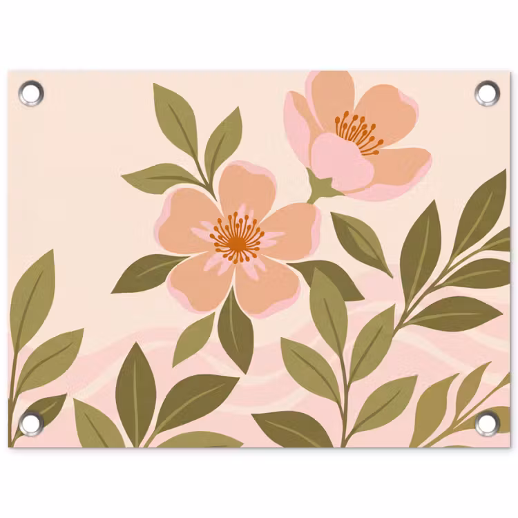 Grafisch - Bloemen - Roze tuinposter los doek klein -3d