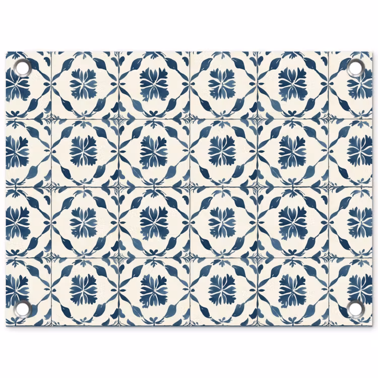 Grafisch - Tegel - Blauw tuinposter los doek klein 239 -3d