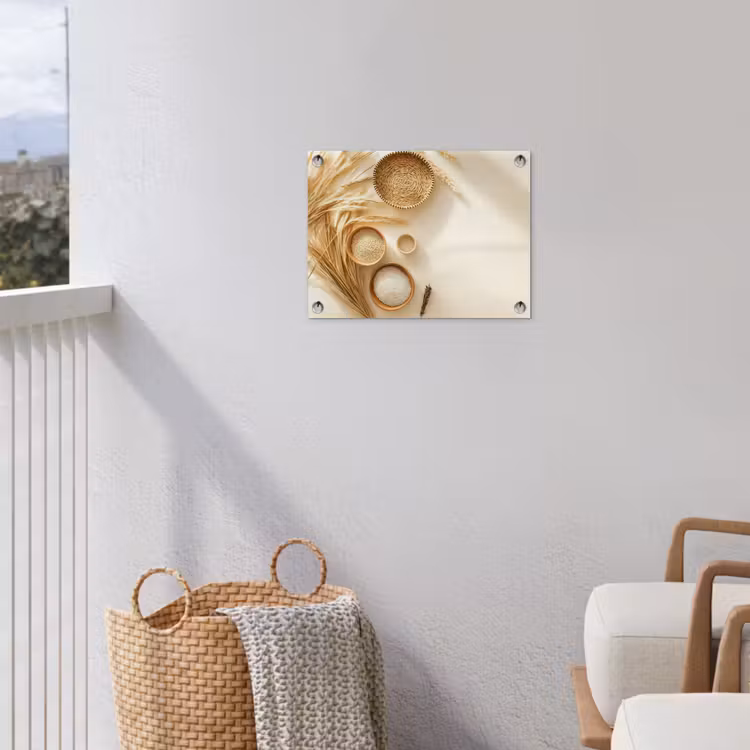 Granen - Hout - Kom - Beige tuinposter los doek klein -sfeer8