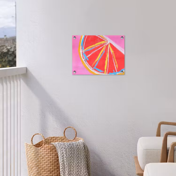 Grapefruit - Geschilderd - Roze - Strepen tuinposter los doek klein -sfeer8