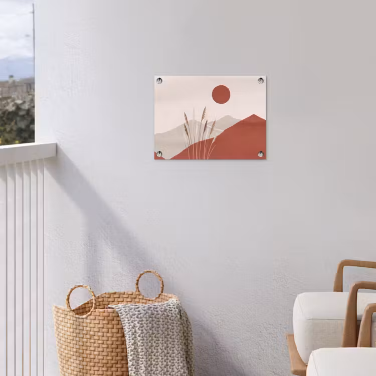 Gras - Landschap - Natuur - Abstract - Beige tuinposter los doek klein -sfeer8