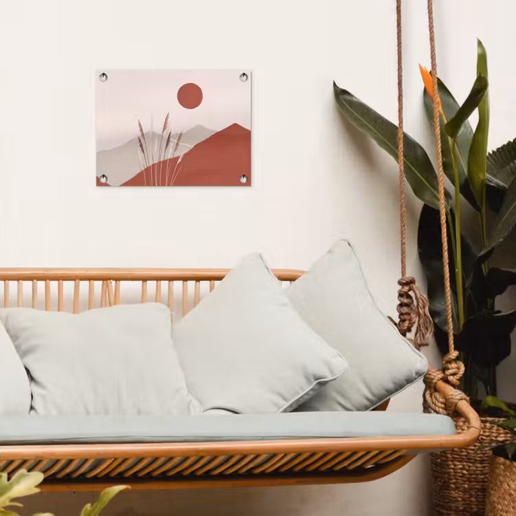 Gras - Landschap - Natuur - Abstract - Beige tuinposter los doek klein -sfeer7