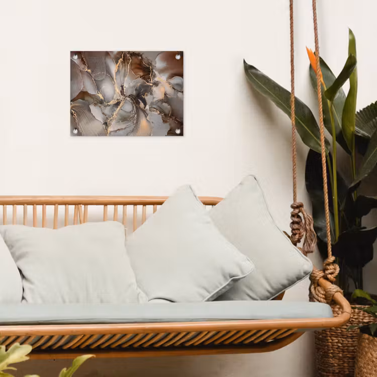 Grijs - Goud - Marmer - Marmerlook tuinposter los doek klein -sfeer7