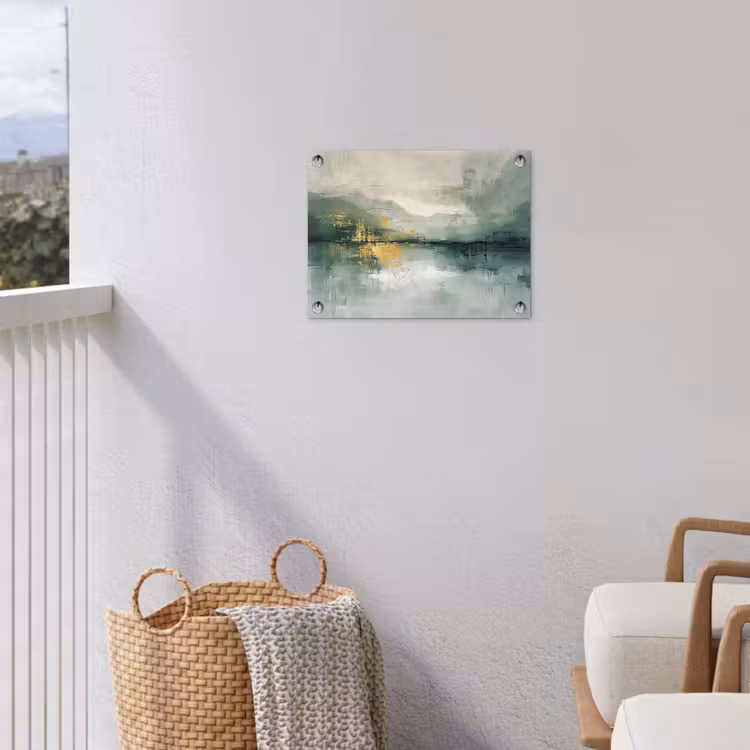 Groen - Modern - Abstract - Goud tuinposter los doek klein -sfeer8