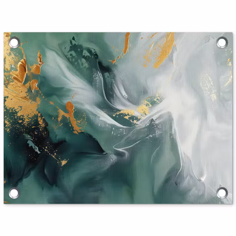Groen - Modern - Marmer - Abstract tuinposter los doek klein -3d