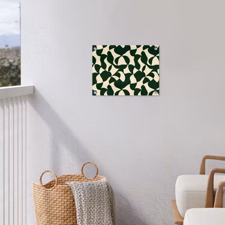 Groen - Organische vlakken - Crème tuinposter los doek klein 239 -sfeer8