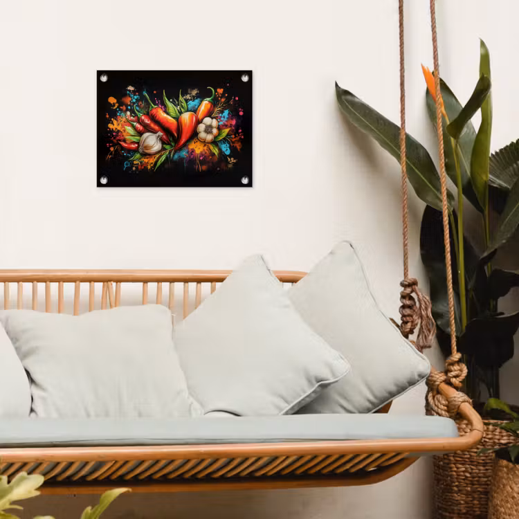 Groente - Peper - Knoflook - Graffiti - Verf - Kleurrijk tuinposter los doek klein -sfeer7