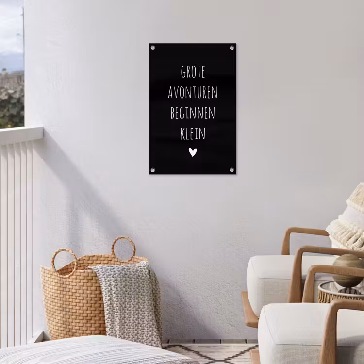 Grote avonturen beginnen klein - Quotes - Spreuken tuinposter los doek klein -sfeer8