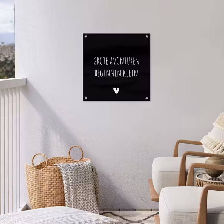 Grote avonturen beginnen klein - Spreuken - Quotes tuinposter los doek klein -sfeer8
