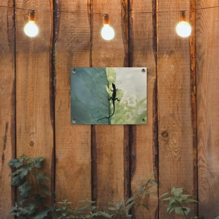 Hagedis - Blad - Nerven - Groen tuinposter los doek klein -sfeer1