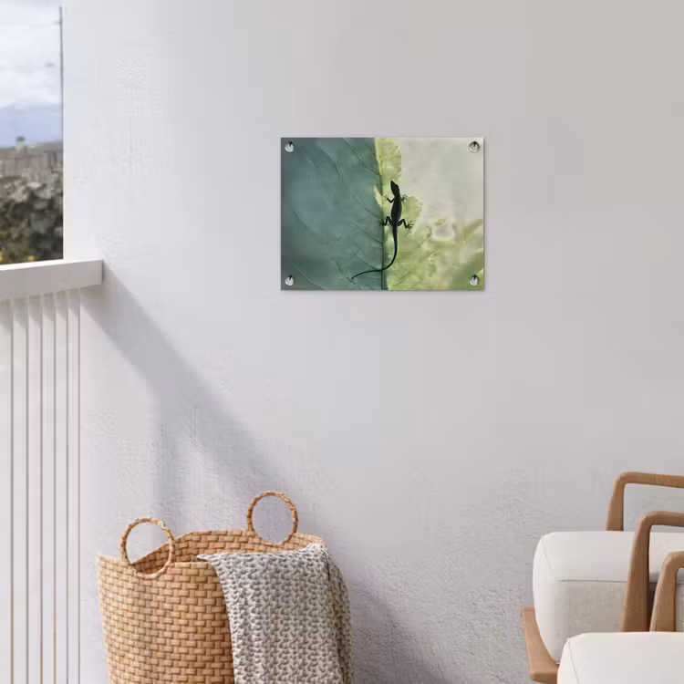 Hagedis - Blad - Nerven - Groen tuinposter los doek klein -sfeer8