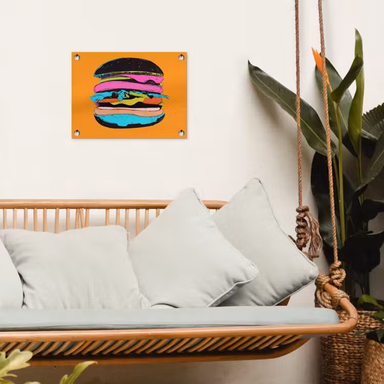 Hamburger - Kleurrijk - Speels tuinposter los doek klein -sfeer7