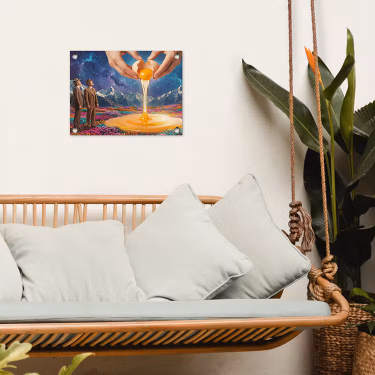 Tuinposter - Handen - Ei - Surrealisme - Handen - Ei - Surrealisme tuinposter los doek klein