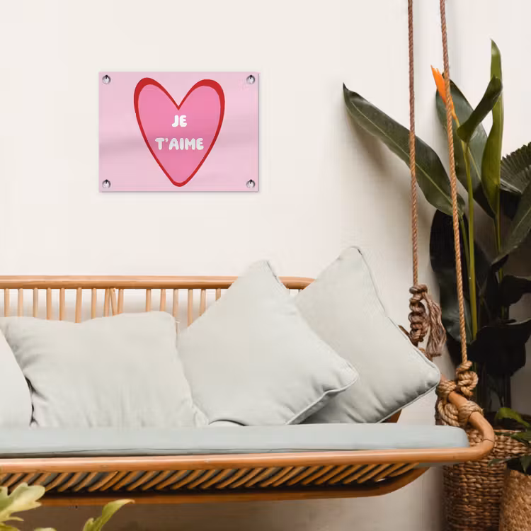 Hart - Frans - Valentijn - Roze tuinposter los doek klein -sfeer7