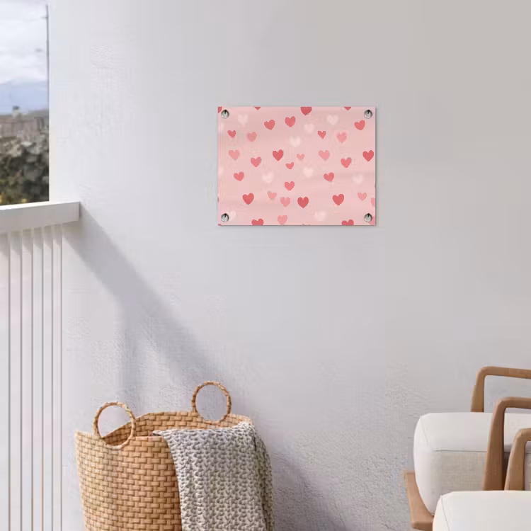 Hartjes - Patroon - Roze - Eenvoudig tuinposter los doek klein -sfeer8