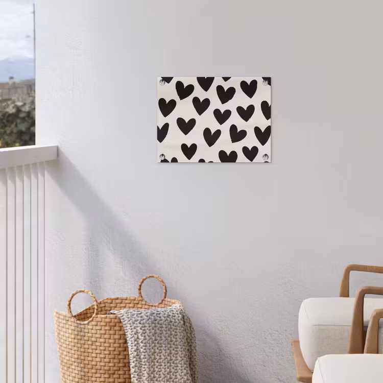 Hartjes - Zwart - Beige tuinposter los doek klein -sfeer8